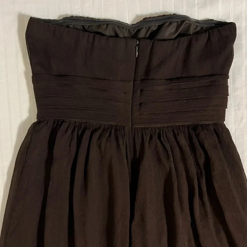 J. Crew Strapless Silk Chiffon Dress. Size 0.  Chocolate brown